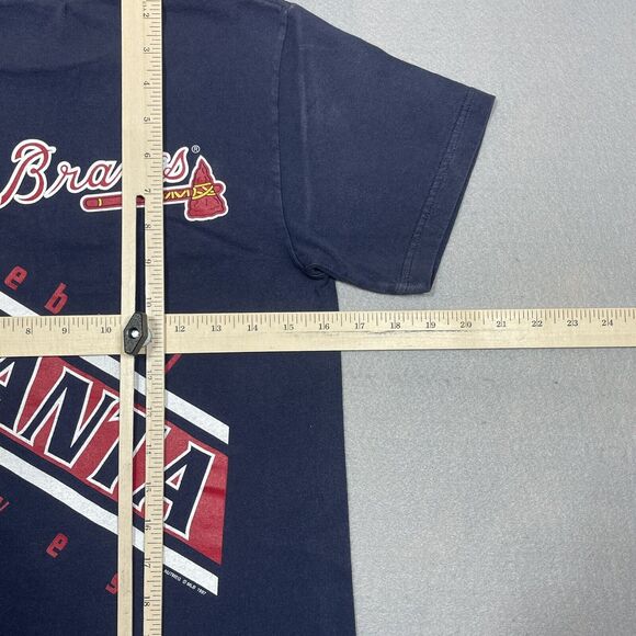 VTG Atlanta Braves Shirt Youth Medium Lee Sports MLB Blue Big Print 1997‎ - Picture 7 of 9